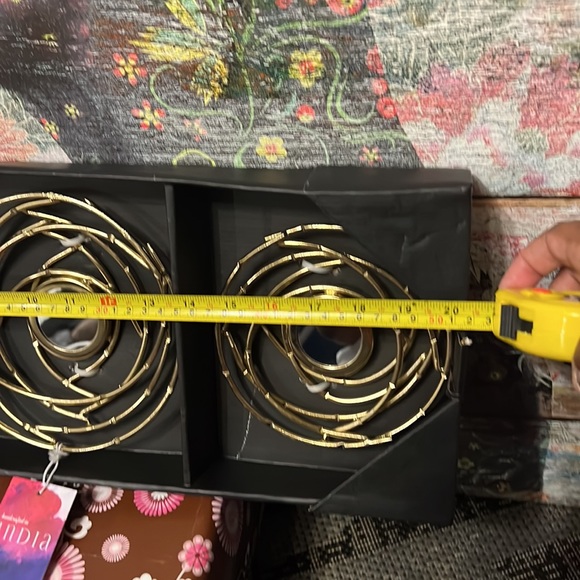 New Set 3 Handcrafted in India Gold-Tone Metal Mirrored “Bird Nests” Wall Decor - Picture 13 of 13